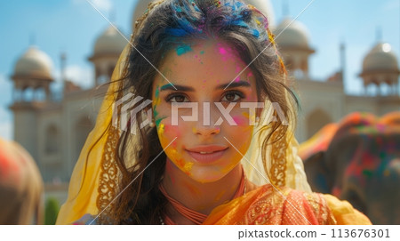 collage of Indian woman and Taj Mahal collage of Indian woman and Taj Mahal 113676301