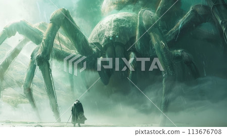huge spider and man huge spider and man 113676708