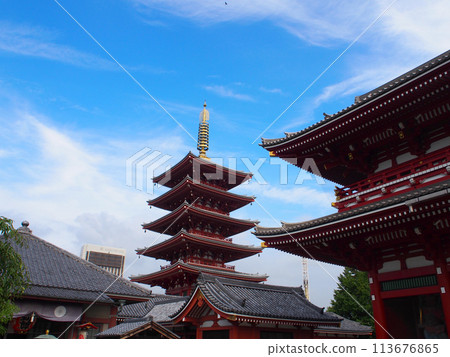 Asakusa Sensoji Temple in Japan. or use in illustrations Background image or copy space 113676865