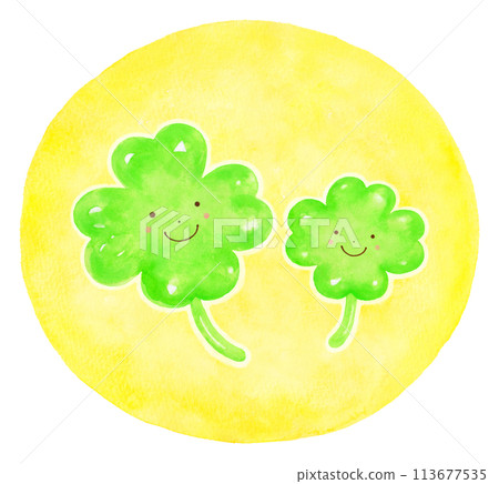 Cute four-leaf clover (yellow background) Cute four-leaf clover (yellow background) 113677535