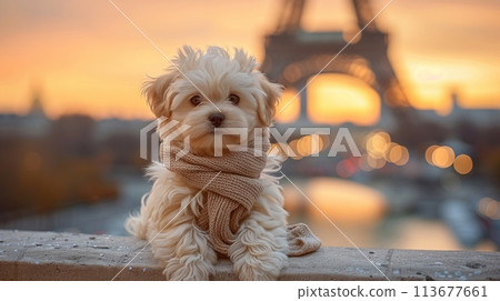 puppy at the Eiffel Tower 113677661