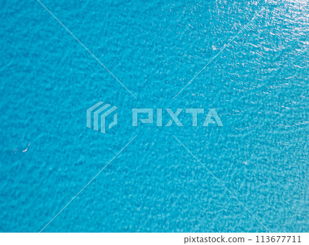 Aerial view of the caribbean sea in Cancun, Mexico 113677711
