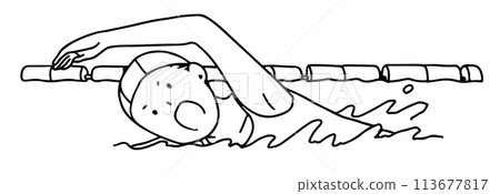 女人游泳時爬行的線條畫 113677817