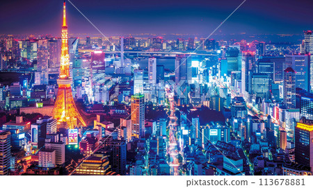 閃閃發光的大都市夜景 閃閃發光的大都市夜景 113678881