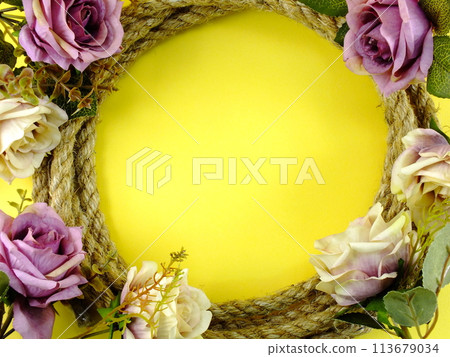 space background for copy with robe border and artificial roses flowers decor space background for copy with robe border and artificial roses flowers decor 113679034