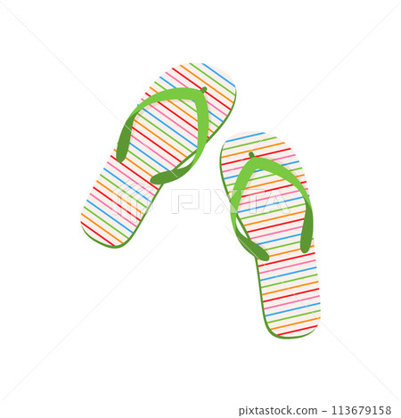 Beach slates. Colored beach flip-flops. Summer beach shoes. Light shoes. Vector illustration isolated on a white background Beach slates. Colored beach flip-flops. Summer beach shoes. Light shoes. Vector illustration isolated on a white background 113679158