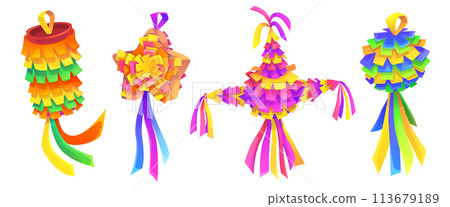 Traditional Mexican paper pinata for party 113679189