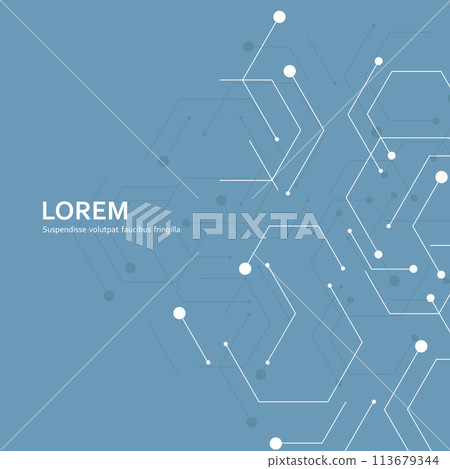Technical background with hexagon line and dots 113679344