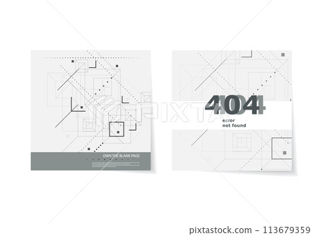 White background with lines, dots, squares and circles that meet fancy beautiful pattern. 113679359