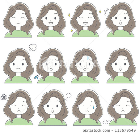 Women's facial expressions collection 113679549