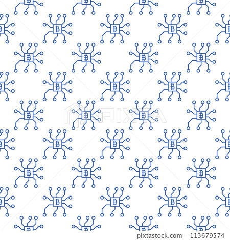 Bitcoin Chip vector Cryptocurrency seamless pattern in outline style 113679574