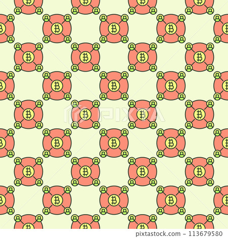 Bitcoin Cryptocurrency Trading vector Crypto colored seamless pattern 113679580