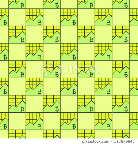 Cryptocurrency Online Trading vector Bitcoin Graph colored seamless pattern 113679645