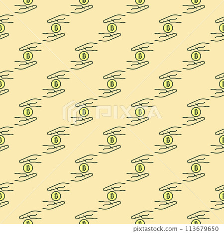 Hands with Bitcoin Token vector Cryptocurrency colored seamless pattern Hands with Bitcoin Token vector Cryptocurrency colored seamless pattern 113679650