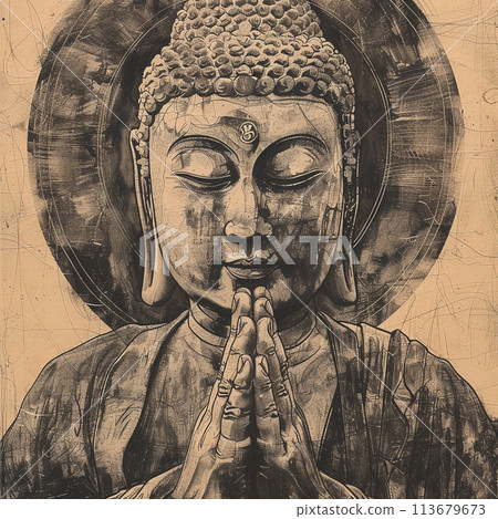 Buddha joining hands illustration 113679673