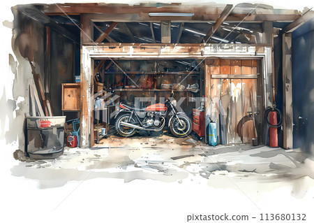 風景與 20 世紀 70 年代的老式自行車(水彩) 風景與 20 世紀 70 年代的老式自行車(水彩) 113680132