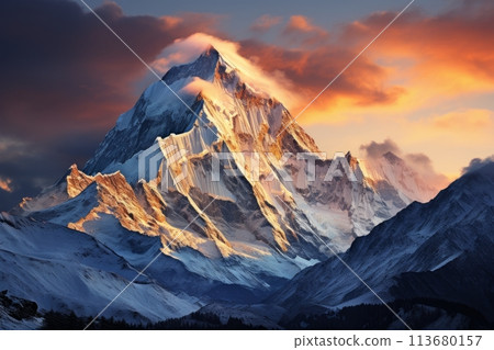 Everest and mountains of Tibet 113680157
