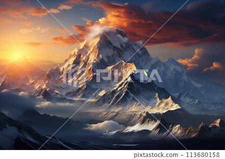 Everest and mountains of Tibet 113680158