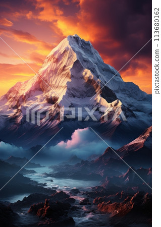 Everest and mountains of Tibet 113680162
