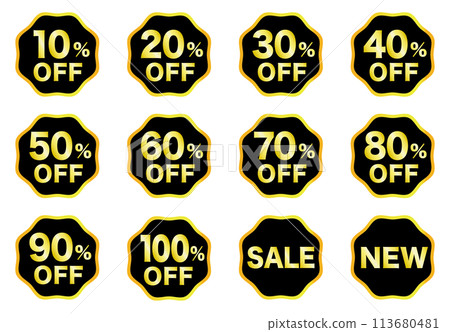 Cool icon coupon sticker for 10% to 100% off 113680481