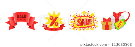 Sale and Discount Item and Element Bright Vector Set 113680508