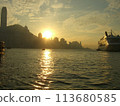 sunset seen from the port 113680585