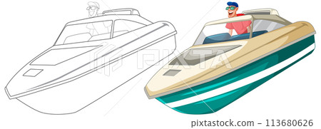 Speedboats on Water Vector Illustration 113680626