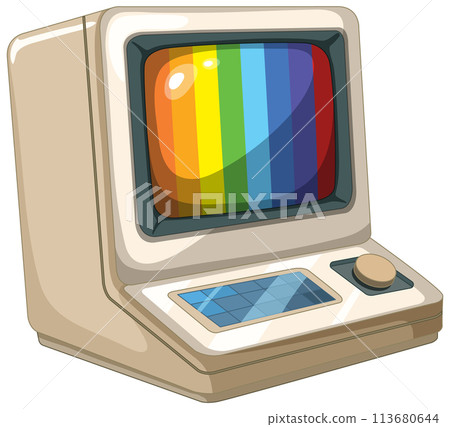 Retro Computer with Colorful Screen Retro Computer with Colorful Screen 113680644