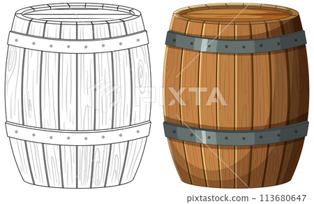 Wooden Barrels Vector Illustration 113680647