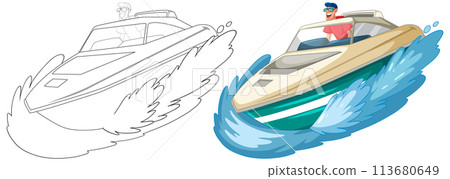 Speedboat Adventure on the Waves 113680649