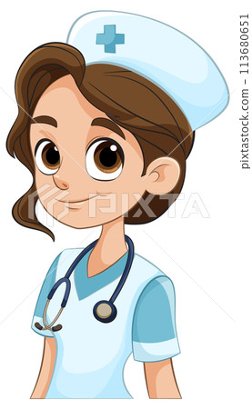 Friendly Nurse Character Illustration 113680651