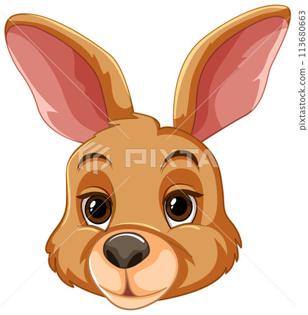 Adorable Cartoon Bunny Face Illustration 113680663