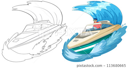 Speedboat Adventure on Turbulent Waves Speedboat Adventure on Turbulent Waves 113680665