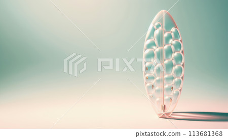 Fun Beach Surfboard on the Pastel Background with Creative Copy Space Summer Vacation Concept. Fun Beach Surfboard on the Pastel Background with Creative Copy Space Summer Vacation Concept. 113681368