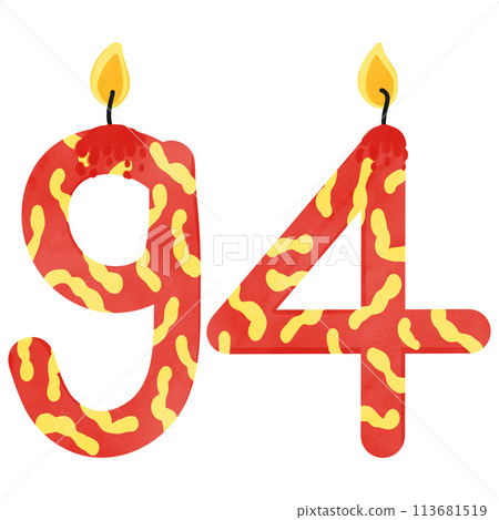 94th Birthday candle number, age, anniversary, burning candle number 113681519