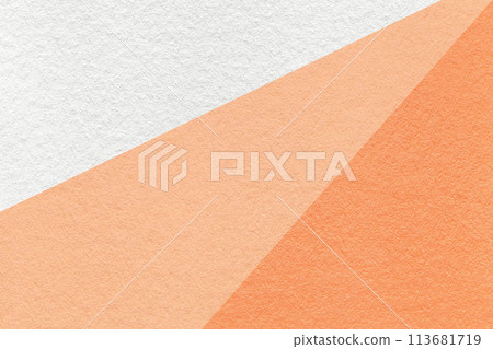 Texture of old craft white, coral and peach fuzz color paper background, macro. Vintage abstract cardboard 113681719