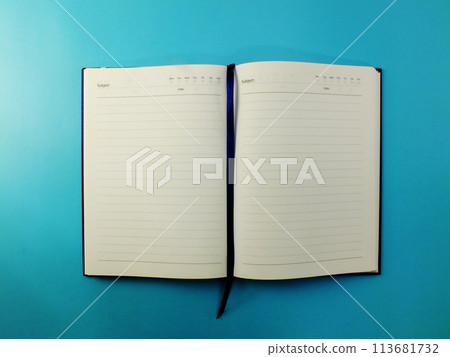 top view of notebook blank paper for copy space background 113681732
