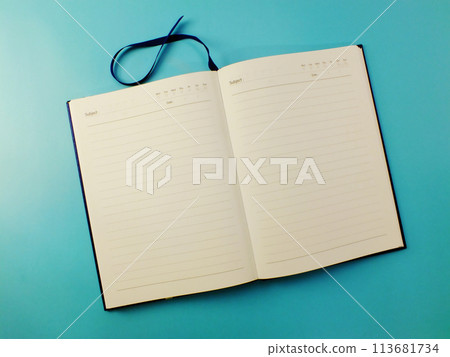 top view of notebook blank paper for copy space background 113681734