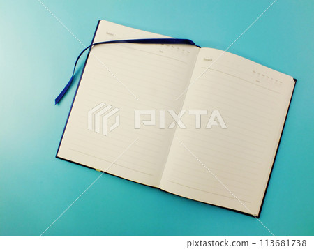 top view of notebook blank paper for copy space background top view of notebook blank paper for copy space background 113681738