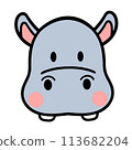 A cartoon hippopotamus face 113682204