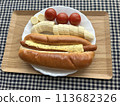 Sausage bread with banana and tomato 113682326