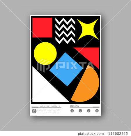 Colored abstract geometric pattern. A stylized template for a poster, billboard, interior design, T-shirt print. The idea of creative design 113682535