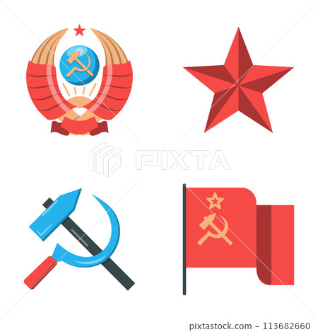 USSR symbols flat icon set USSR symbols flat icon set 113682660