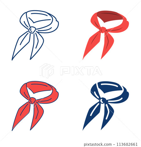 Pioneer red necktie icon set Pioneer red necktie icon set 113682661