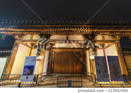 Toji Temple Night Illumination Keigamon Gate Toji Temple Night Illumination Keigamon Gate 113682980