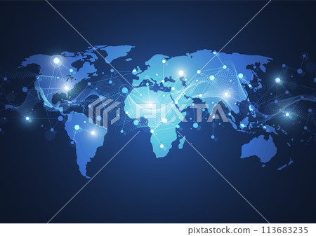 Global network connection. World map point and line composition concept of global business. Vector Illustration Global network connection. World map point and line composition concept of global business. Vector Illustration 113683235