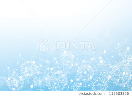Abstract gear wheel mechanism background. Machine technology. Vector illustration 113683236