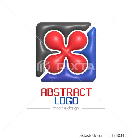 Abstract 3d logo. A template for a brand, ID, sticker, sticker, or pictogram. Social network icon, corporate design idea Abstract 3d logo. A template for a brand, ID, sticker, sticker, or pictogram. Social network icon, corporate design idea 113683423