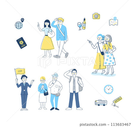 Travel image people and items set 113683467