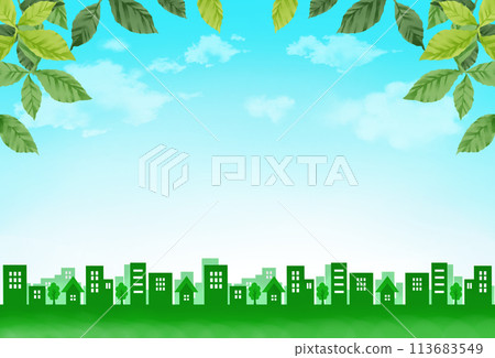 Green cityscape scenery 113683549